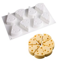 3D Silicone Mould Cheese Shape 8 Cavity Cake Baking Moulds Triangle DIY Chocolate Cake Pudding Soap Mould -40 to 400 Degrees Non stick White