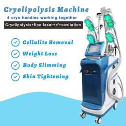 Cryolipolisis Body Slimming Machine 4 Cryo Handles Working Together Cellulite Removal Fat Reduction Lipo Laser Diode Salon Use