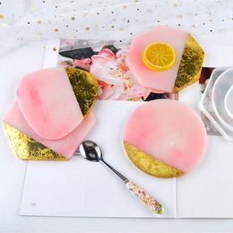 Table Mats & Pads Handmade DIY Mould Craft Epoxy Silicon Geometric Round Cup Mat Transparent Square Mirror Mould