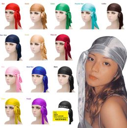 2021 Fashion Men's Satin Durags Bandana Turban Wigs Men Silky Durag Headwear Headband Pirate Hat Hair Accessories