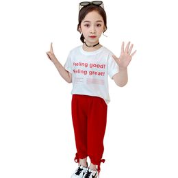 Girls Clothes Letter Tshirt + Short Teenage Clothing Summer Set Casual Style Kid 210527