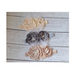 2021 New Girl Hair Band Satin Rose Flower Pearl Feather Fashion Hair Accessories Photograph props Baby Gifts