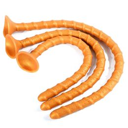 NXY Dildos Anal Toys 60cm Super Long Thread Plug Male and Female Masturbation Device Soft Silicone In depth Fun Backyard Adult Products 0225