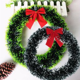 Decorative Flowers & Wreaths 35cm Christmas Wreath Evergreen Tree Hanging Decorations Round Front Door DIY Garland Ornaments Artifical Plant