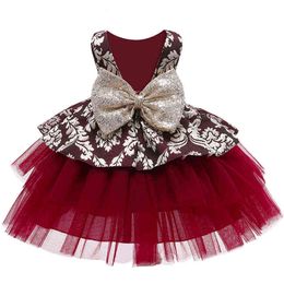 2021 New European american Flower Girl Tutu Dress Sleeveless Princess Mesh Fluffy Baby Full Moon Birthday Gift Children Vestidos G1129