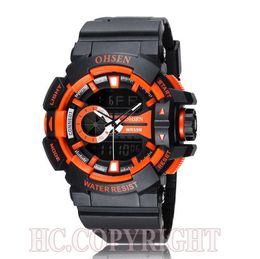 Big Dial Mens High Quality Multi Function Dual Time Display EL Light Diving Sports Wrist Watch G1022