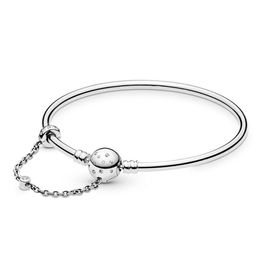NEW 2021 100% 925 Sterling Silver Diamond Chain Bracelet Fit DIY Original Fshion Jewelry Gift