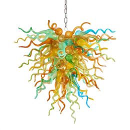Tiffany Nordic Lamps Chandeliers Art Lighting 32X28 Inches Handmade Blown Glass Hanging Led Chandelier for Living Room Ballrom Home Villa Decoration