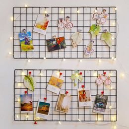 Grid Po Wall Metal Wire Board Mesh Panel Hanging Art Display Decor Iron Rack Frames Pictures Hanger Wall Storage Organiser 210611