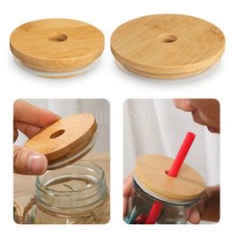 70/86mm Bamboo Lid Reusable Silicone Sealing Suitable for Wide Mouth Mason Jar Drinking Jars Lid Kitchen Tool dd894