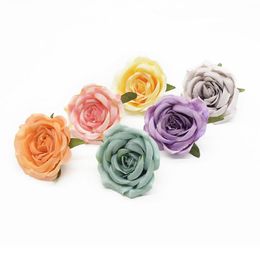 6pcs Silkl Flowers Rose Heads Home Decoration Accessories Diy Candy Box Decorative Flowers Wreaths Brooch Wedding Autu jllrQt