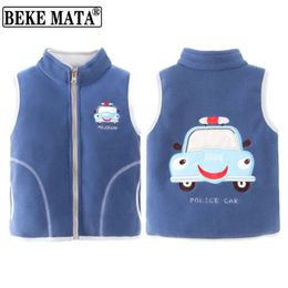 Kids Vest For Boys Spring Toddler Boy Waistcoat Sleeveless Warm Fleece Little Girl Jacket Unisex Cartoon Children Outerwear 211203