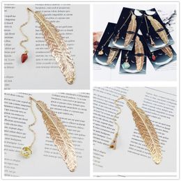 Bookmark 9 Styles Vintage Gold Colors Gift Stationery School Office Supplies Christmas Present Metal Feather Pendant