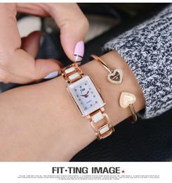 Wristwatches Alloy Shiny Design Rose Gold Bracelet Clock Women Dot Diamond Crystal Watches Square Ladies Casual Stainless Steel Clocks For Gift