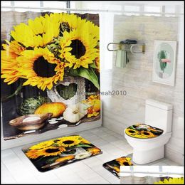 Aessories Bath Home & Gardenhousehold Sunflower Soft Non Slip Bathroom Rug Mats Set 3 Pc Washable Toilet Mat Drop Delivery 2021 Zfsnu