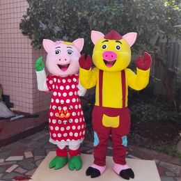 Stage Performance Pig Boy And Girls Mascot Costume Halloween Christmas Fancy Party Cartoon Character Outfit Suit Adult Women Men Dress Carnival Unisex Adults