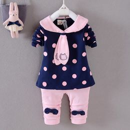 Bibicola Baby Girls Clothes Sets Autumn Baby Clothing Dot coat +pants 2Pcs Kids Girls Spring Sport Tracksuits Baby Clothes 210312