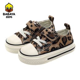 Babaya Baby Girl Shoes Autumn Low-cut Leopard Pattern Fashion Wild children Girls Baby Casual Canvas Shoes 1-3 Years Old 210312