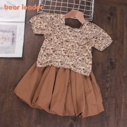 Bear Leader Kids Floral Princess Clothing Sets Summer Girls Blouses And Skirts Outfit Fashion Vintage Clothes Casual Party Suits 210708