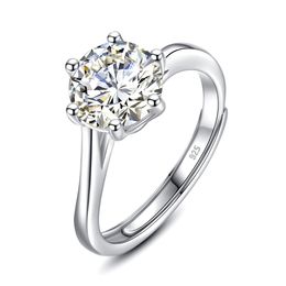 2.0ct 8mm D Colour Round 18K White Gold Plated 925 Silver Moissanite Ring Female Diamond Test Pass Trend Engagement Jewellery Gift