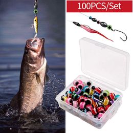 100pcs/lot With Free Box Fish Eye Fishing Beads 5mm 6mm 8mm Mixed Color Fishing Eyes Carolina Rigs Taxes Rigs Fishing