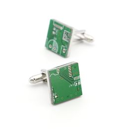 Men's Circuit Board Cuff Links Copper Material Green Colour 1pair