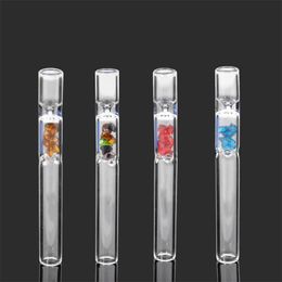 104mm length Glass Straw Tube Cigarette Filter Pipes Glass Filter Tips Thick Pyrex Glass Smoking Pipes Cigarette Diamond Holder