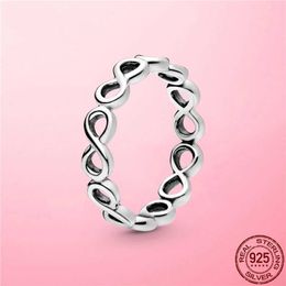 2021 New Romantic 925 Sterling Silver Simple Infinity Band Ring for Women Stackable Infinite Silver Women Jewelry Gift X0715