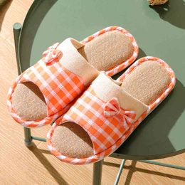 Women Home Slippers Indoor House Female Slipper Ladies Floor Flat Shoes Casual Spring Autumn Unisex Bedroom Linen Flip Flops Y220214