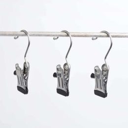 clothes pin hooks NZ - 20 Pcs Portable Metal Laundry Hook Hanging Clothes Pin Boot Shoe Hanger Clips Curtain Holder Paper Binder Clips Closet Organizer 210702