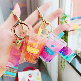 Creative Popsicle Glitter Key Chain Quicksand Keychain Liquid Floating Soft Drink Keyring Backpack Pendant Gift for women K085 G1019