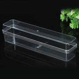 2022 специонные коробки Прозрачная пластиковая коробка с крышкой прямоугольные организаторы 3.5 * 17 * 4см Стекеруемая коробка для хранения для подарочных специй Ювелирные изделия JS23