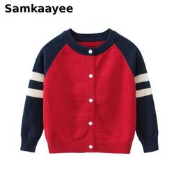 3-11y Kids Boys Sweater Baby Cardigan Spring Autumn Children Knitted Clothing Clothes Top Patchwork Single Breasted Knitwear Y38 Y1024