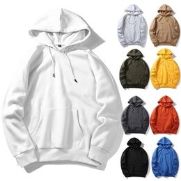 Autumn Mens Fleece Hoodies Hip Hop Pure Hoodies Warm Velvet Fabrics Winter Hoodies Brand Men Sweatshirts White Clothing 201020