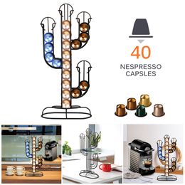 Metal Black Nespresso Capsule Pod Storage Stand Rack Fits 40pcs Coffeware Set Stainless Coffee Philtre Holder