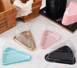13*6CM 4 Colours Transparent Plastic Cake Box Cheese Triangle Cakes Boxs Blister Restaurant Dessert Packaging