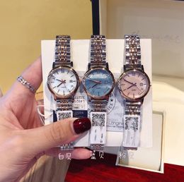 2021 Luxury 520 scale quartz steel belt ladies watch casual fashion quartz Watch Sports women Designer Watches shell dial Wristwatches w284