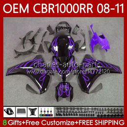 OEM Body For HONDA CBR 1000 CBR1000 RR CC 2008-2011 Bodywork 60No.142 CBR Purple flames 1000RR 1000CC 2008 2009 2010 2011 CBR-1000 CBR1000RR 08 09 10 11 Injection Fairing