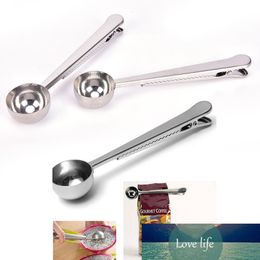 1PC Durable Stainless Steel Spoon With Bag Clip Ground Tea Coffee Scoop With Portable Bag Seal Clip Powder Measuring Tools