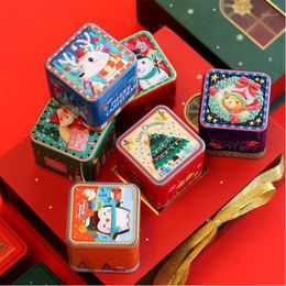 Gift Wrap Christmas Three-dimensional Relief Small Square Box Tea Candy Nougat Baking Packaging Tin