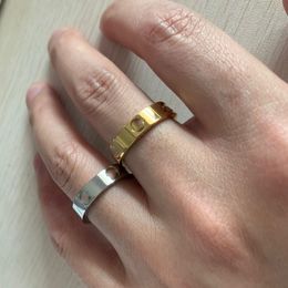 2022 Never fade Classic 6mm 18K Rose Gold silver women men wedding rings diamond love rings for 316L Titanium Steel Fine lovers Jewellery