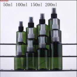 50pcs 50ml 100ml 150ml Green Plastic Spray Perfume Men Feminino Bottle Toner Empty Cosmetic Containers Free Shipping Packaginghigh qualtity