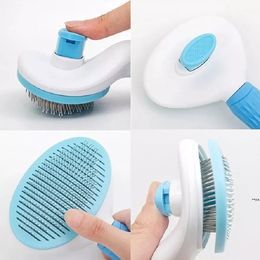 Dog Grooming One-click Hair Removal Comb Pet Cat Dogs Combs Automatic Hair Brush Cleaning Grooming Tools RRD12541