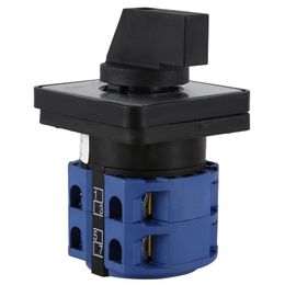 -AC660V 25A 2-poliger 3-positiver komplizeller Kunststoff-Drehwechselschalter blau + schwarz