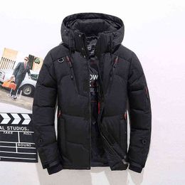 High Quality Overcoat Fashion Down Jacket Men Winter Warm Men Jacket Coat White Duck Down Parka Thick Puffer Stand Thick Hat G1115