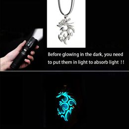 Luminous Glowing Flame Dragon Pendant Necklaces Glow In The Dark Pike Necklace for Women Men Halloween Gift