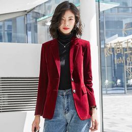 PEONFLY Spring Autumn Suit Coat Women Fashion Slim Velvet Long-sleeved Jacket Female Casual Plus size Blazer 210930