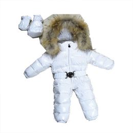 Winter Baby Down Jumpsuit 0-3T Toddler Natural Fur Collar Down-filled Coat 10 Colours Newborn Infants Hooded Outerwear