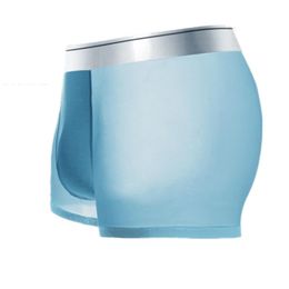 Underpants Sexy Gay Underwear Men's Boxers Transparent Ice Silk Panties Man Thin Breathable Pouch Male Shorts Homme Plus Size