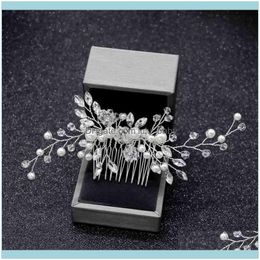 Headbands Jewelryromantic And Elegant White Pearl Crystal Bridal Comb Jewellery Headdress Wedding Engagement Hair Aessories Drop Delivery 2021